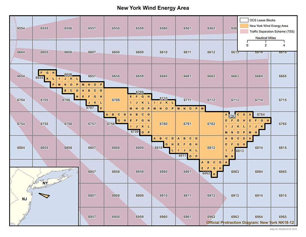Map of New York Wind Energy Area