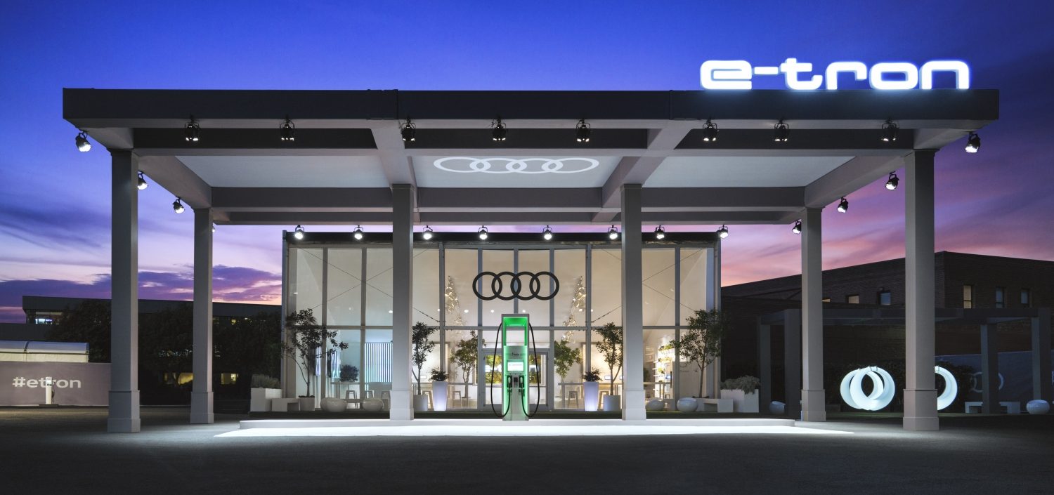Photo of Audi's experiential electric vehicle charging station.